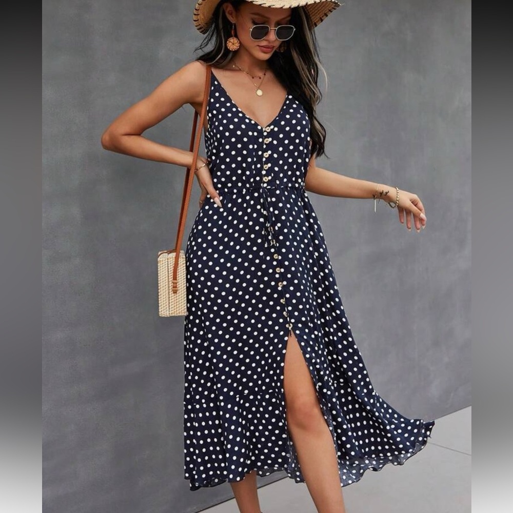 Polka Dot Navy Blue Dress